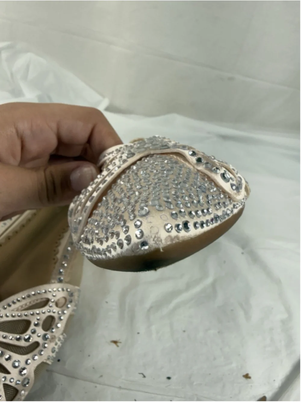 Copper Key Crystal Pointed Toe Butterfly Flat Shoes Womens 8M